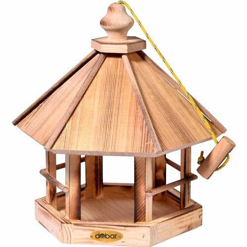 dobar® Green Label 18007FSCe Vogelfutterhaus Caliente hängend - Futterhaus aus Massivholz - Futterstation zum Hängen - Wildvogelfutterplatz - 29 x 29 x 34 cm - Geflammt von dobar