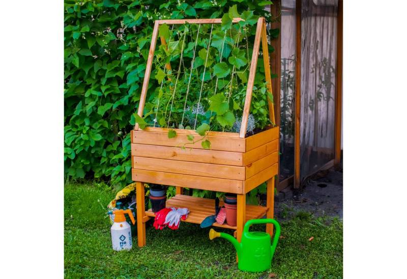 dobar Hochbeet Kubus 2.0 inkl. Rankhilfen-Aufsatz, Maße ca. 80 x 60 x 146 cm (LxBxH), Innenmaße: ca. 74 x 54 x 26,5 cm von dobar
