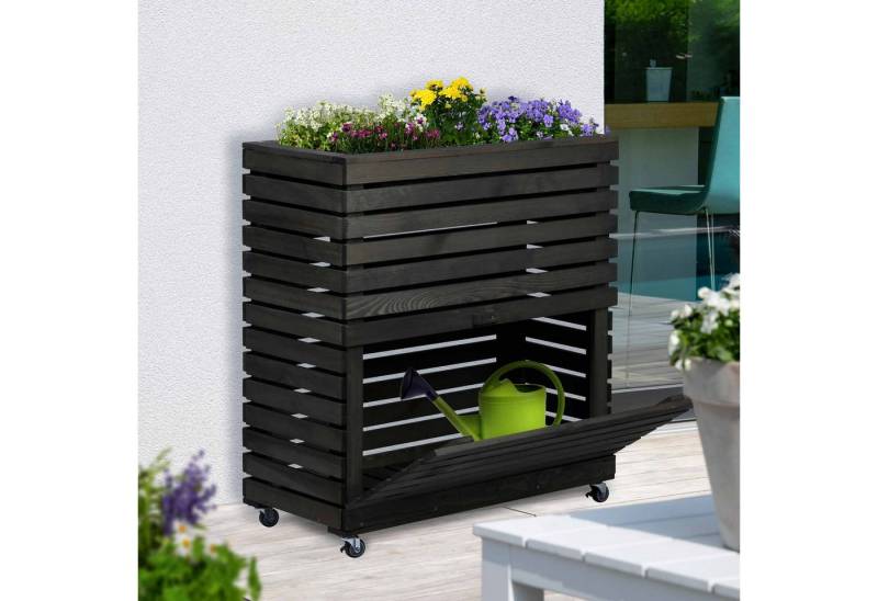 dobar Hochbeet "Rolla" Gr. L, Anthrazit, ca. 72 x 32,5 x 78 cm (L x B x H) groß und ca. 13,4 kg von dobar