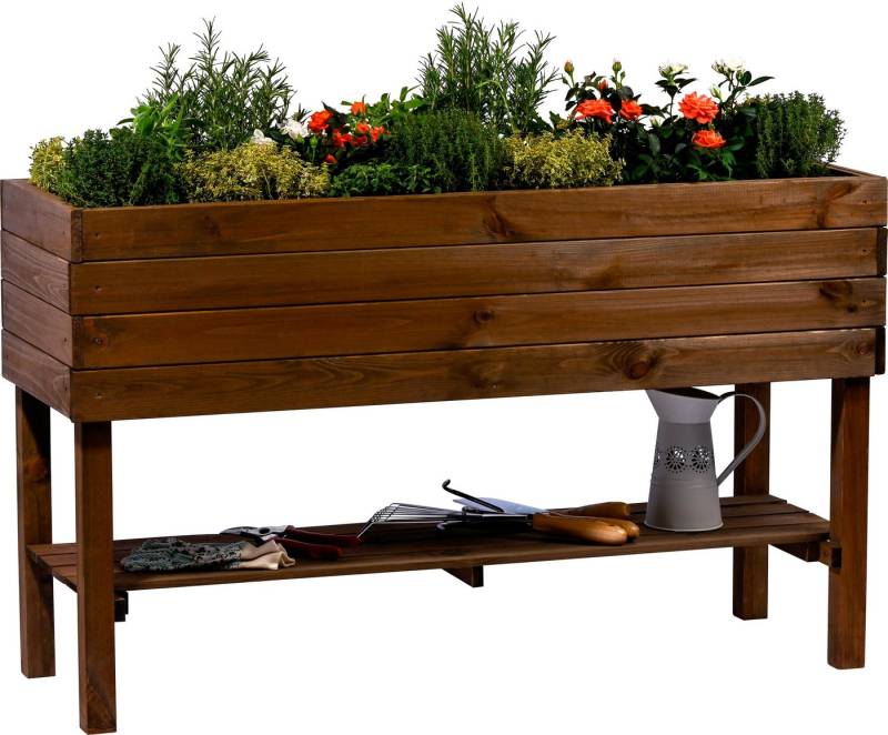 dobar Hochbeet mit Ablage inkl. Pflanzfolie, LxBxH: 117x40x80 cm von dobar