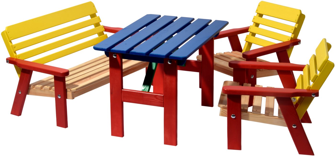 dobar Kindertisch Mehrfarbige Kindersitzgarnitur mit Tisch von dobar