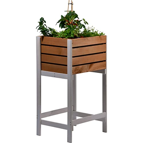 dobar® 58658FSC Balkon Hochbeet Massivholz | Schmales Kräuterbeet | Salatbeet für Balkon | Platzsparendes Hochbeet für Garten/Terrasse/Balkon | 49 x 42 x 90 cm | Braun von dobar