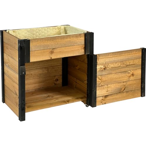 dobar® Green Label Rollbarer Gartenschrank mit Pflanzkasten inkl. Schafswolle Gr. M - 60 x 40 x 62 cm - Schwarz-Braun von dobar