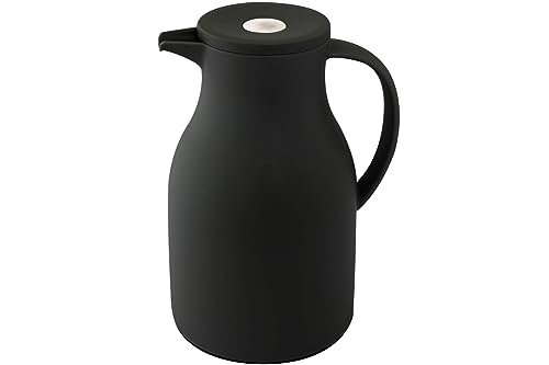 dobman Thermokanne schwarz 1 Liter mit Edelstahl Druckknopf Isolierkanne von dobman