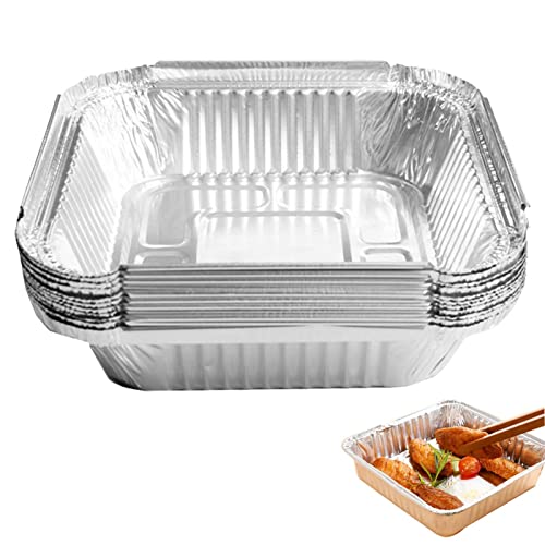 dobooo 2 Pcs Rechteck Alufolie Box - 20 Stück tragbare rechteckige Heißluftfritteuse Alufolie Box,Tragbare Lebensmittelbehälter zum Braten, Backen oder Kochen von dobooo