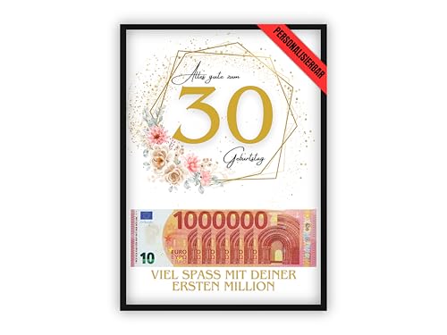 dockyardos© Geldgeschenke Verpackung zum Geburtstag Junge & Mädchen | Lustiges Geldgeschen | Die Erste Million Geschenk | witzige & kreative Geschenkideen | Personalisiertes Geschenk (30. Geburtstag) von dockyardos