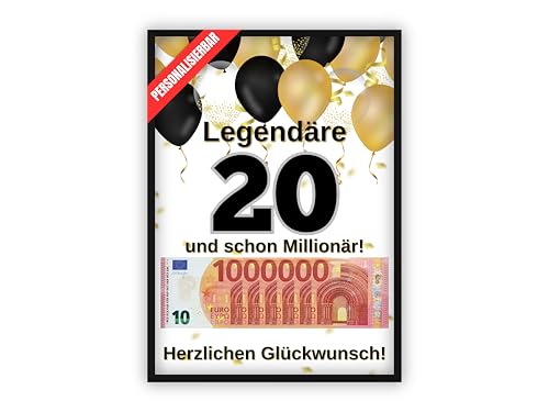 dockyardos® Geldgeschenk zum 20. Geburtstag | Geld kreativ verschenken für Junge und Mädchen | Deine erste Million | Geschenkidee für Mann und Frau von dockyardos