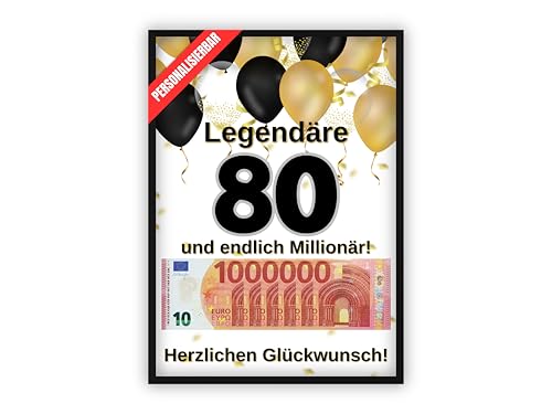 dockyardos® Geldgeschenk zum 80. Geburtstag | Geld kreativ verschenken für Junge und Mädchen | Deine erste Million | Geschenkidee für Mann und Frau von dockyardos
