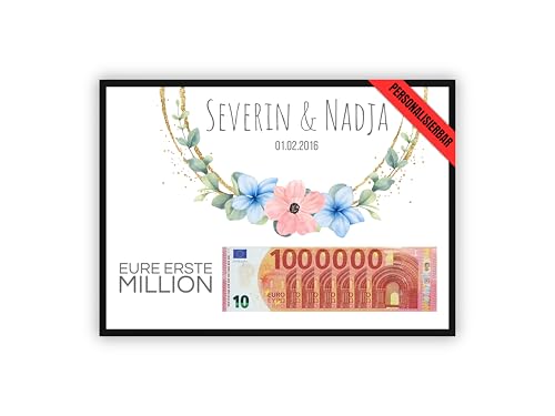 dockyardos© Geldgeschenk zur Hochzeit | Eure erste Million | Geschenk für das Brautpaar | Geschenkidee für die Trauung | DIN A4 von dockyardos