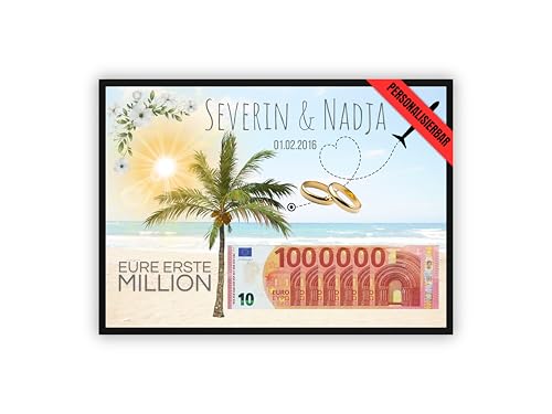 dockyardos© Geldgeschenk zur Hochzeit | Eure erste Million | Geschenk für das Brautpaar | Geschenkidee für die Trauung | Flitterwochen | DIN A4 von dockyardos