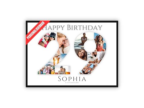 dockyardos® Foto Collage zum 29. Geburtstag | Kreativ verschenken für Mädchen und Junge | Beste Freundin | Bester Freund | Geschenkidee | Geschenk für Frau und Mann von dockyardos