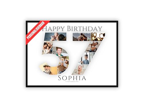 dockyardos® Foto Collage zum 57. Geburtstag | Kreativ verschenken für Mädchen und Junge | Beste Freundin | Bester Freund | Geschenkidee | Geschenk für Frau und Mann von dockyardos