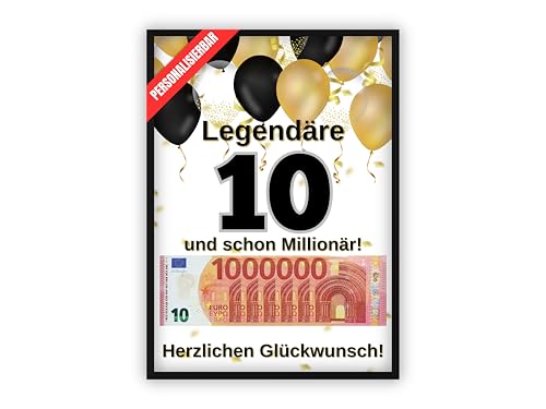 dockyardos® Geldgeschenk zum 10. Geburtstag | Geld kreativ verschenken für Junge und Mädchen | Deine erste Million | Geschenkidee für Mann und Frau von dockyardos
