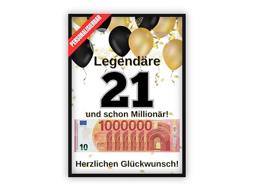 dockyardos® Geldgeschenk zum 21. Geburtstag | Geld kreativ verschenken für Junge und Mädchen | Deine erste Million | Geschenkidee für Mann und Frau von dockyardos