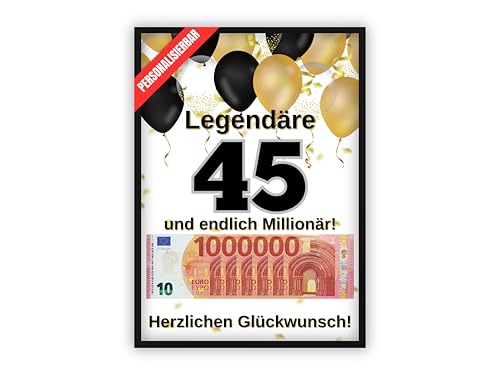 dockyardos® Geldgeschenk zum 45. Geburtstag | Geld kreativ verschenken für Junge und Mädchen | Deine erste Million | Geschenkidee für Mann und Frau von dockyardos