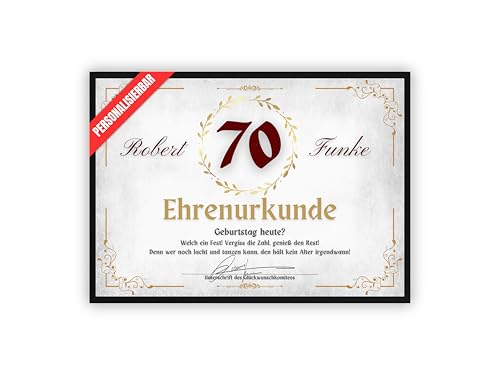dockyardos® Geschenk zum 70. Geburtstag | Personalisierte Urkunde | Geburtstagsurkunde | Ehrenurkunde | Beste Freundin | Geschenkidee | Frauen | Männer | Geburtstagsgeschenk von dockyardos