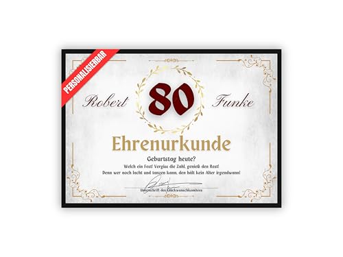 dockyardos® Geschenk zum 80. Geburtstag | Personalisierte Urkunde | Geburtstagsurkunde | Ehrenurkunde | Beste Freundin | Geschenkidee | Frauen | Männer | Geburtstagsgeschenk von dockyardos