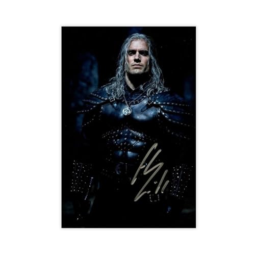 doegka Henry Cavill The Witcher persönlich signiertes Leinwand-Poster, Schlafzimmerdekoration, Landschaft, Büro, Raumdekoration, Geschenk, 40 x 60 cm von doegka