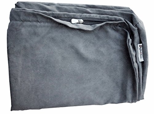 Dogbed4less 94 x 68 x 10 cm, Größe M: Wildlederstoff, externer Ersatzbezug in Grauer Farbe mit Reißverschluss-Futter für Hundebett, Kissen oder Kissen, nur Ersatzbezug von dogbed4less