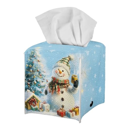 doginthehole Weihnachtsdekoration, Taschentuchbox-Abdeckung, niedlicher Schneemann, Weihnachtsbaum, PU-Leder, Taschentuchbox-Halter, quadratisch, Kleenex-Box-Abdeckungen für doginthehole Weihnachtsdekoration, Taschentuchbox-Abdeckung, niedlicher Schneemann, Weihnachtsbaum, PU-Leder, Taschentuchbox-Halter, quadratisch, Kleenex-Box-Abdeckungen für von doginthehole