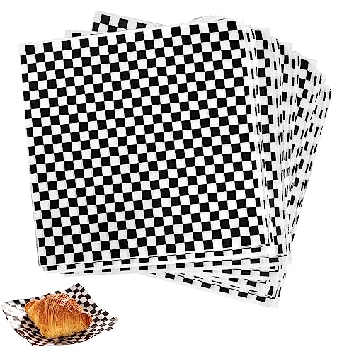 Deli Papierblätter, 100 Blatt Pommes Papier für Korb, Umweltfreundliches Backpapier, Wrap Papier für Burger, Nicht Klebrig Brotpapier für Lebensmittel Käse Sandwich Burger Pommes(28x26cm, Schwarz) von dogmoon