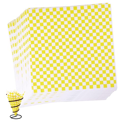 Deli Papierblätter, 100 Blatt Pommes Papier für Korb, Umweltfreundliches Backpapier, Wrap Papier für Burger, Nicht Klebrig Brotpapier für Lebensmittel Käse Sandwich Burger Pommes(28x26cm, Yellow) von dogmoon