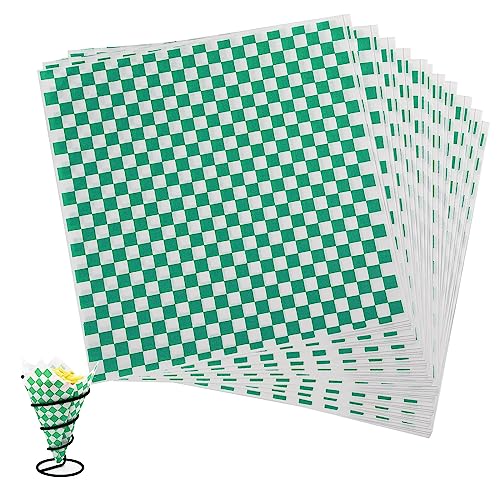 Deli Papierblätter, 100 Blatt Pommes Papier für Korb, Umweltfreundliches Backpapier, Wrap Papier für Burger, Nicht Klebrig Brotpapier für Lebensmittel Käse Sandwich Burger Pommes(28x26cm, Grün) von dogmoon