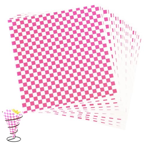 Lebensmittelechtes Geschenkpapier, fettdichtes Papier, öldichtes Wickelwachstuch, wasserdicht, kariertes Burger-Pad für Delikatessen, Sandwich, Kuchen, Käse, 26 x 28 cm, Rosa, 100 Blatt Lebensmittelechtes Geschenkpapier, fettdichtes Papier, öldichtes Wickelwachstuch, wasserdicht, kariertes Burger-Pad für Delikatessen, Sandwich, Kuchen, Käse, 26 x 28 cm, Rosa, 100 Blatt von dogmoon