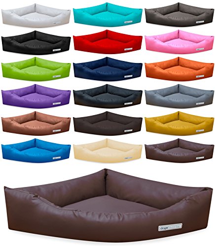 Hundebett Dogs Corner aus Kunstleder L 100 x 100cm braun Hundekissen Hundesofa Hundebetten von dogsfavorite