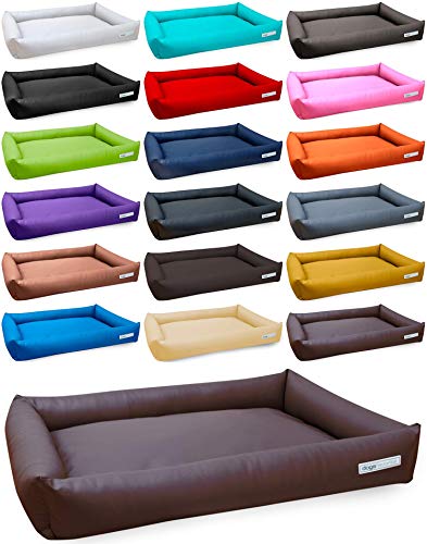 dogsfavorite Hundebett Starter aus Kunstleder braun Gr. M 100 x 75cm Hundekissen Hundesofa Hundebetten von dogsfavorite