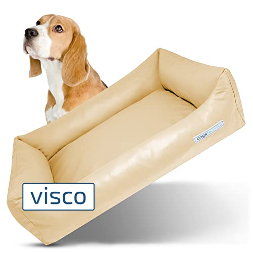 dogsfavorite Hunde-Bett mit Visco-Kissen - waschbares Hundekörbchen - hochwertiges Hundesofa - gelenkschonendes Hundekissen - robuste Hundematte - Creme - Gr. S - 80 x 60 cm von dogsfavorite