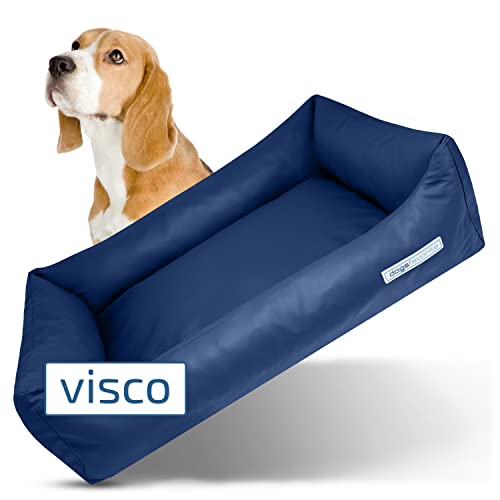 dogsfavorite Hunde-Bett mit Visco-Kissen - waschbares Hundekörbchen - hochwertiges Hundesofa - gelenkschonendes Hundekissen - robuste Hundematte - Marine - Gr. S - 80 x 60 cm von dogsfavorite