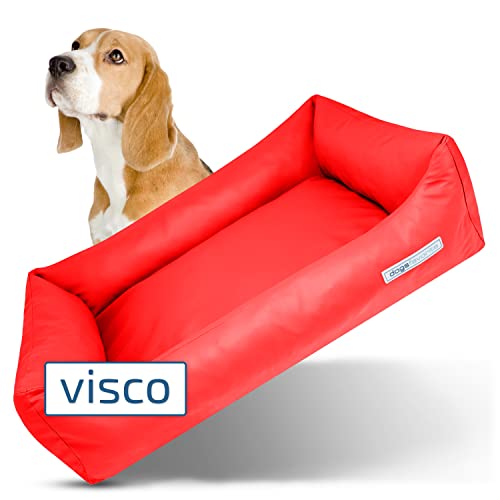 dogsfavorite Hunde-Bett mit Visco-Kissen - waschbares Hundekörbchen - hochwertiges Hundesofa - gelenkschonendes Hundekissen - robuste Hundematte - rot - Gr. L - 115 x 85 cm von dogsfavorite