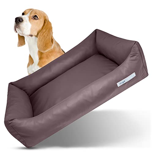 dogsfavorite Hunde-Bett - waschbares Hundekörbchen - hochwertiges Hundesofa - gelenkschonendes Hundekissen - robuste Hundematte - Hundekorb - braun - Gr. S 80 x 60 cm von dogsfavorite