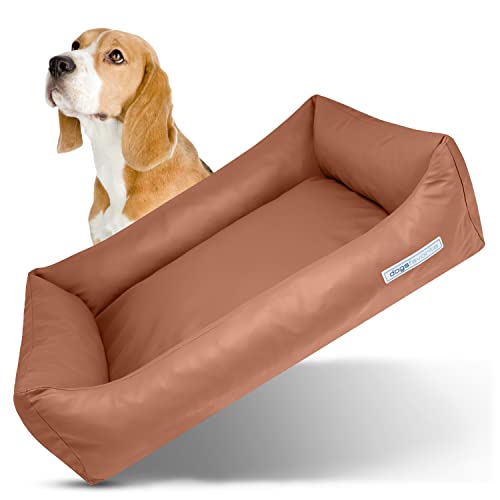 dogsfavorite Hunde-Bett - waschbares Hundekörbchen - hochwertiges Hundesofa - gelenkschonendes Hundekissen - robuste Hundematte - Hundekorb - Cognac - Gr. M 100 x 75 cm von dogsfavorite