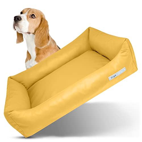 dogsfavorite Hunde-Bett - waschbares Hundekörbchen - hochwertiges Hundesofa - gelenkschonendes Hundekissen - robuste Hundematte - Hundekorb - gelb - Gr. M 100 x 75 cm von dogsfavorite