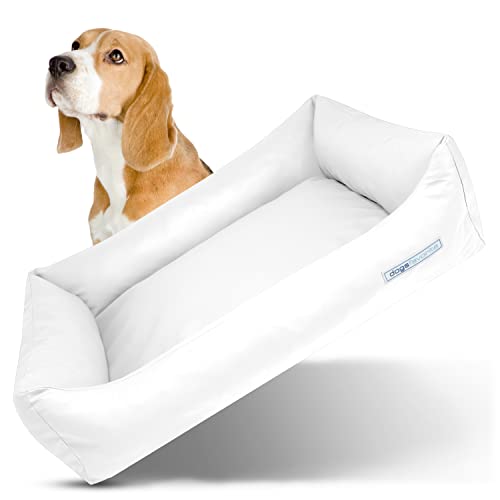 dogsfavorite Hunde-Bett - waschbares Hundekörbchen - hochwertiges Hundesofa - gelenkschonendes Hundekissen - robuste Hundematte - Hundekorb - weiß - Gr. M 100 x 75 cm von dogsfavorite