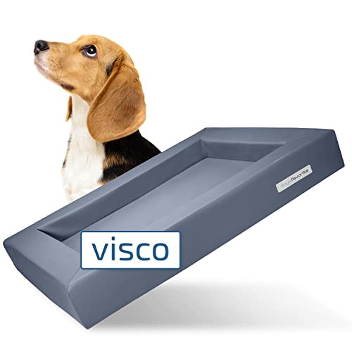 dogsfavorite Hunde-Bett mit Visco-Kissen - waschbares Hundekörbchen - hochwertiges Hundesofa - gelenkschonendes Hundekissen - robuste Hundematte - Gr. L 110 x 90cm - grau von dogsfavorite