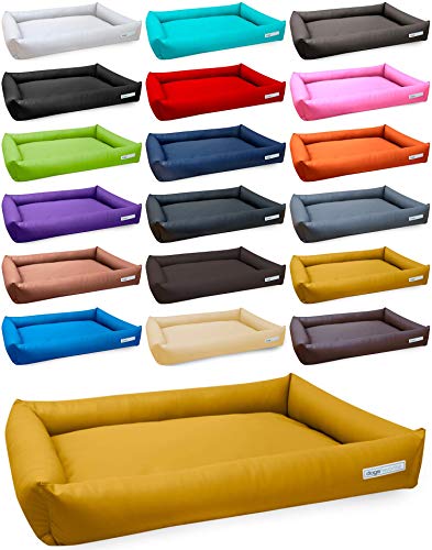 dogsfavorite Hundebett Starter aus Kunstleder gelb Gr. M 100 x 75cm Hundekissen Hundesofa Hundebetten von dogsfavorite