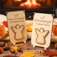 Schutzengel Holz Geschenk Personalisiert - Kleines Mitbringsel Mutmacher Glücksbringer Geschenkidee Taufe Prüfung Abschied von CharmWerk