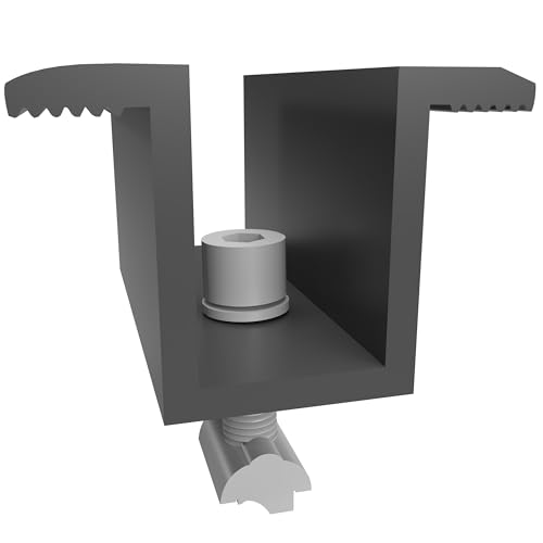 10x Mittelklemme schwarz Montageset für Solarmodule 30mm mit Nutenstein, Zylinderkopfschraube und Federring Halterung Befestigung Photovoltaik Solarklemme Modul Alu Solar Panel Montage Klemmen Set von doitBau