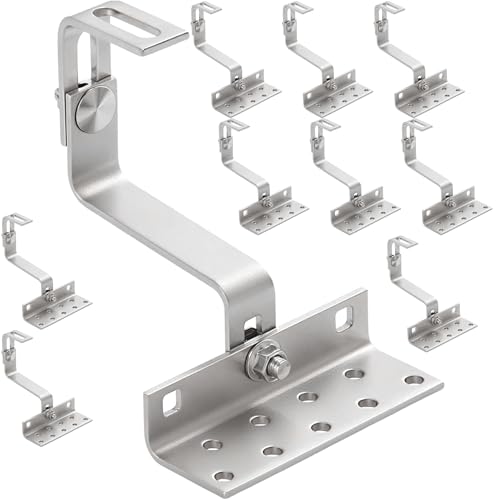 10x doitBau Solar Dachhaken für Ziegeldach PV Montageschiene Photovoltaik Modul Schrägdach Profil Montage Pfanne Ton Keramik Beton Befestigungshaken Edelstahl Pfannendach Unterkonstruktion Solarmodul von doitBau