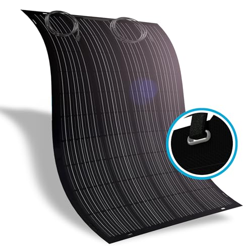 doitBau - 4x Flexibles Solarpanel 200 Watt Full-Black mit Befestigung DB200FLEX I Anschlussbox vorne I Solarmodule für Balkonkraftwerk, Camping, Boot I Mit 19,5% Wirkungsgrad I Solarmodul begehbar von doitBau