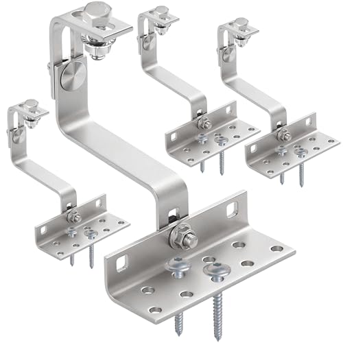 4x doitBau Solar Montage Set Ziegeldach [8x80] / 4x Dachhaken, 8x Holzschraube 80mm, 4x Sechskantschraube M10, 4x Bundmutter/ Photovoltaik Schrägdach Schiene Modul Ton Keramik Beton Befestigungshaken von doitBau