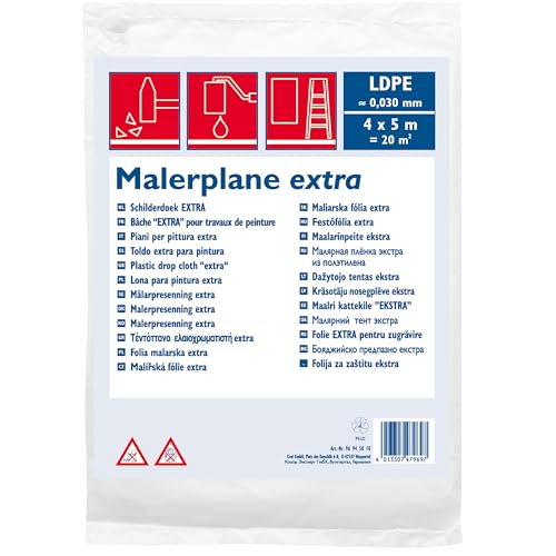 6x doitBau Abdeckfolie LDPE 30my transluzent 4m x 5m Malerfolie Leichtplane Plastikfolie Malerarbeiten Staubschutzfolie Malerplane Allzweckfolie Möbelabdeckung Lackierfolie Abdeckplane von doitBau