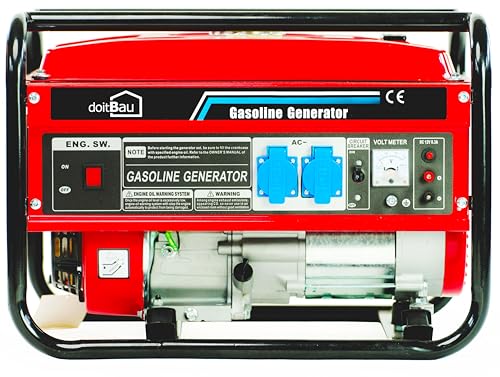 Stromgenerator mit Benzin|Stromerzeuger mit Zubehör,Notstromaggregat leise| 2/5 Steckdosen 3x 230V /1x 400V/ 1x12V|7PS Stromgenerator (2 Steckdosen (3000W BS3500))) von doitBau