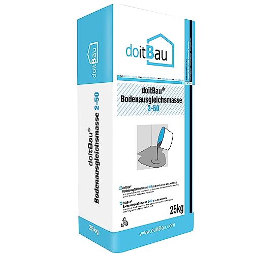 doitBau 12x Bodenausgleichsmasse 2-50mm 25kg Profi Nivelliermasse, zum Ausgleichen hoher Differenzen, geeignet für Fußbodenheizung, selbstnivellierend, ebene Fläche - Betongrau - 0% Höhenunterschied von doitBau