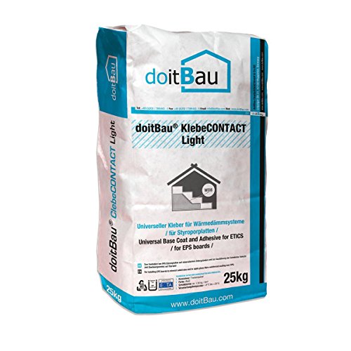 doitBau 48x KlebeCONTACT light 25kg Profi Armierungsmörtel weiß EPS Dämmplattenkleber Styropor WDVS Fassadendämmung - faserarmiert und strahlend weiß von doitBau