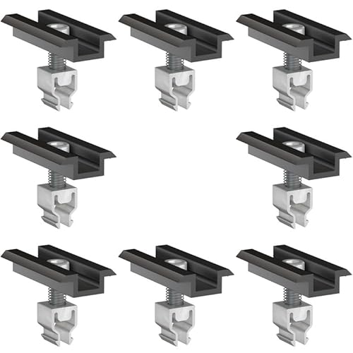 doitBau 8 Stück Mittelklemme Klickfix schwarz für Solarmodule 30–40mm – vormontiertes Aluminium-Befestigungsset für schnelle Montage auf Flach- und Schrägdach-Schienen von doitBau