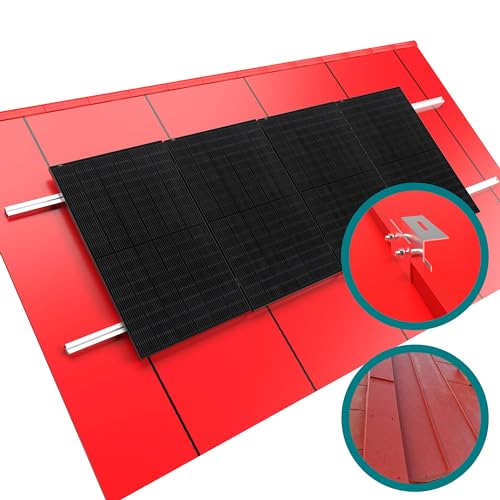 doitBau Basis-Montageset Blechdach mit Stehfalz schwarz für Solarmodule Schrägdach Blech stehende Blechfalz befestigen Photovoltaik Halterung Befestigung PV Montage Set Modul Dach Solar Anlage von doitBau